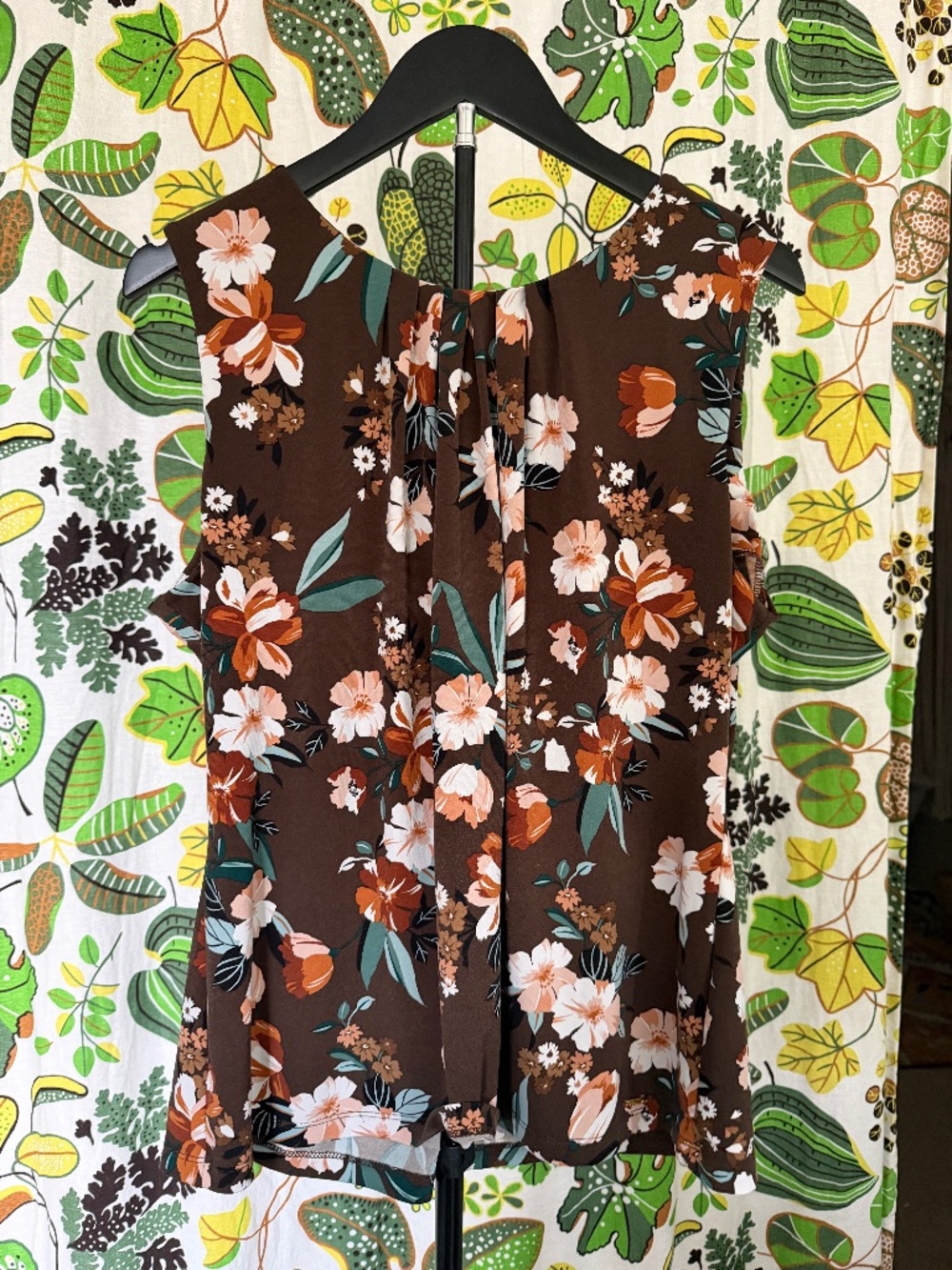 Calvin Klein Brown Floral Sleeveless Blouse XL